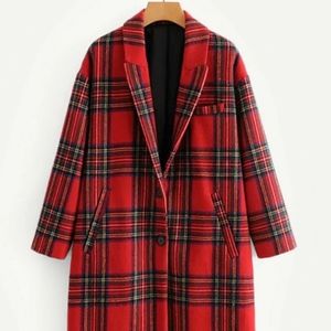 Shein long tartan coat